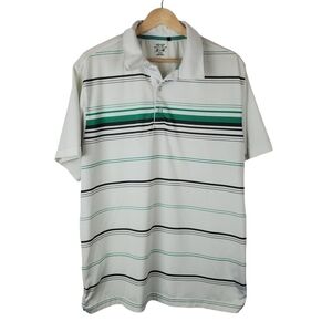 Snake‎ Eyes Polo Shirt Mens XL Dry -18 White Green Stripe Short Sleeves Athletic